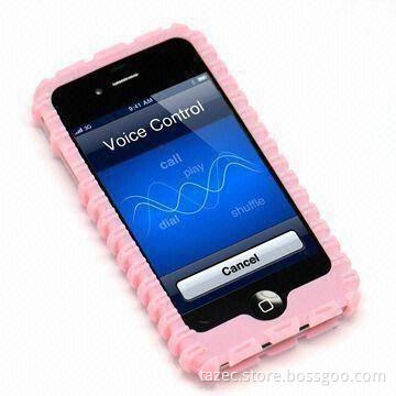 Silicone Mobile Phone Case for iPhone 4, Available in Pink Colors